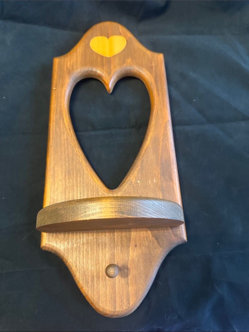 Heart Cutout Wooden Wall Shelf - Brown